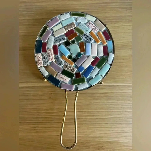 Set of 2 MCM Mosaic Tile Trivets with Metal Handles - 6 Inches - Picture 6 of 9